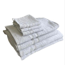 Load image into Gallery viewer, 86/14 Blended White Platinum Ring Spun Face Cloth 12x12" 1lb (50 dozen/600 pieces)