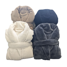 Load image into Gallery viewer, Microfiber Bath Robe Coral Fleece Shawl Collar Grey Color (1 dozen/12 pieces)