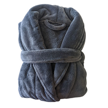 Load image into Gallery viewer, Microfiber Bath Robe Coral Fleece Shawl Collar Black Color (1 piece)