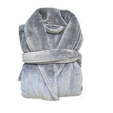Load image into Gallery viewer, Microfiber Bath Robe Coral Fleece Shawl Collar Grey Color (1 dozen/12 pieces)
