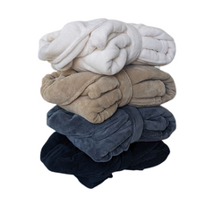 Load image into Gallery viewer, Microfiber Bath Robe Coral Fleece Shawl Collar Taupe Beige Color (1 dozen/12 pieces)