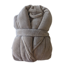 Load image into Gallery viewer, Microfiber Bath Robe Coral Fleece Shawl Collar Taupe Beige Color (1 dozen/12 pieces)